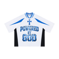 Y2K STYLE POWERED BY GOD LOGO Oversize Box V-neck Tee