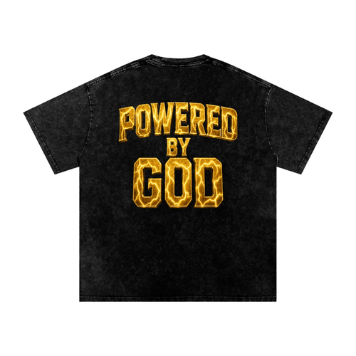 GOLD POWERED BY GOD LOGO Oversized T-Shirt