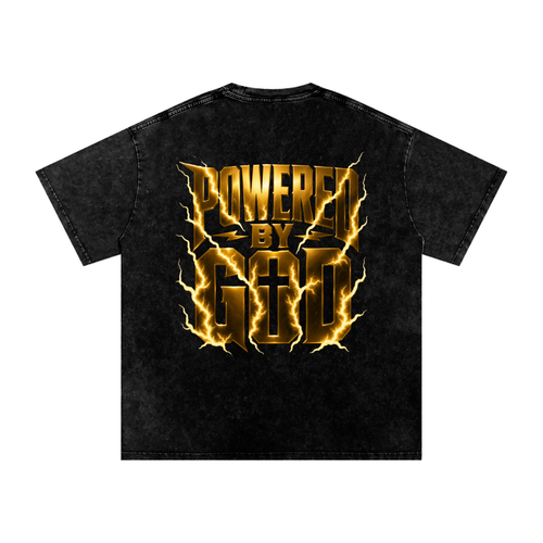 GOLD POWERED BY GOD LOGO Oversized T-Shirt